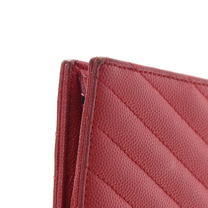Saint Laurent Grain De Poudre Matelasse Chevron Monogram Envelope Chain Wallet New Red 17 of 19