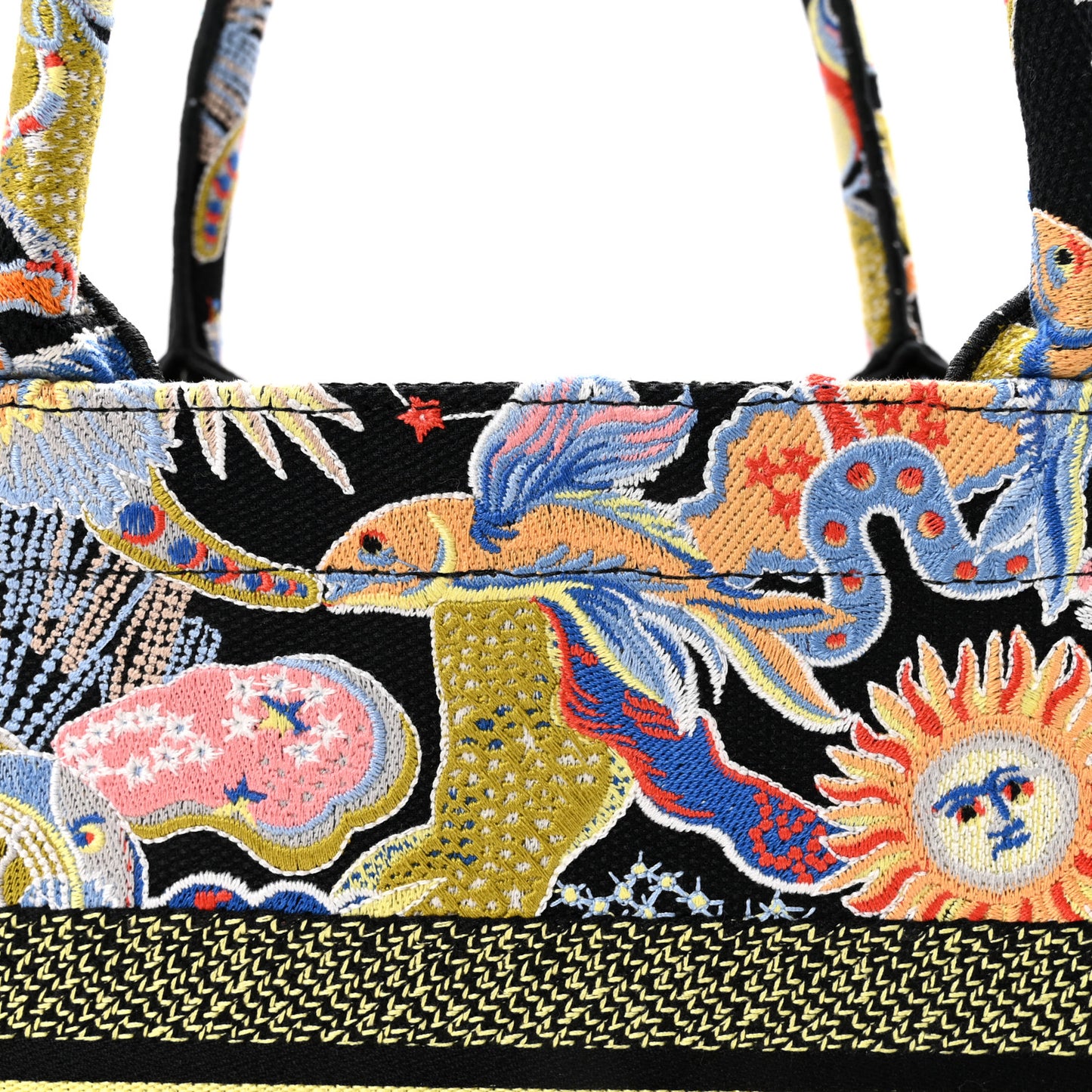 Canvas Zodiac Fantastico Embroidered Medium Book Tote Black Multicolor