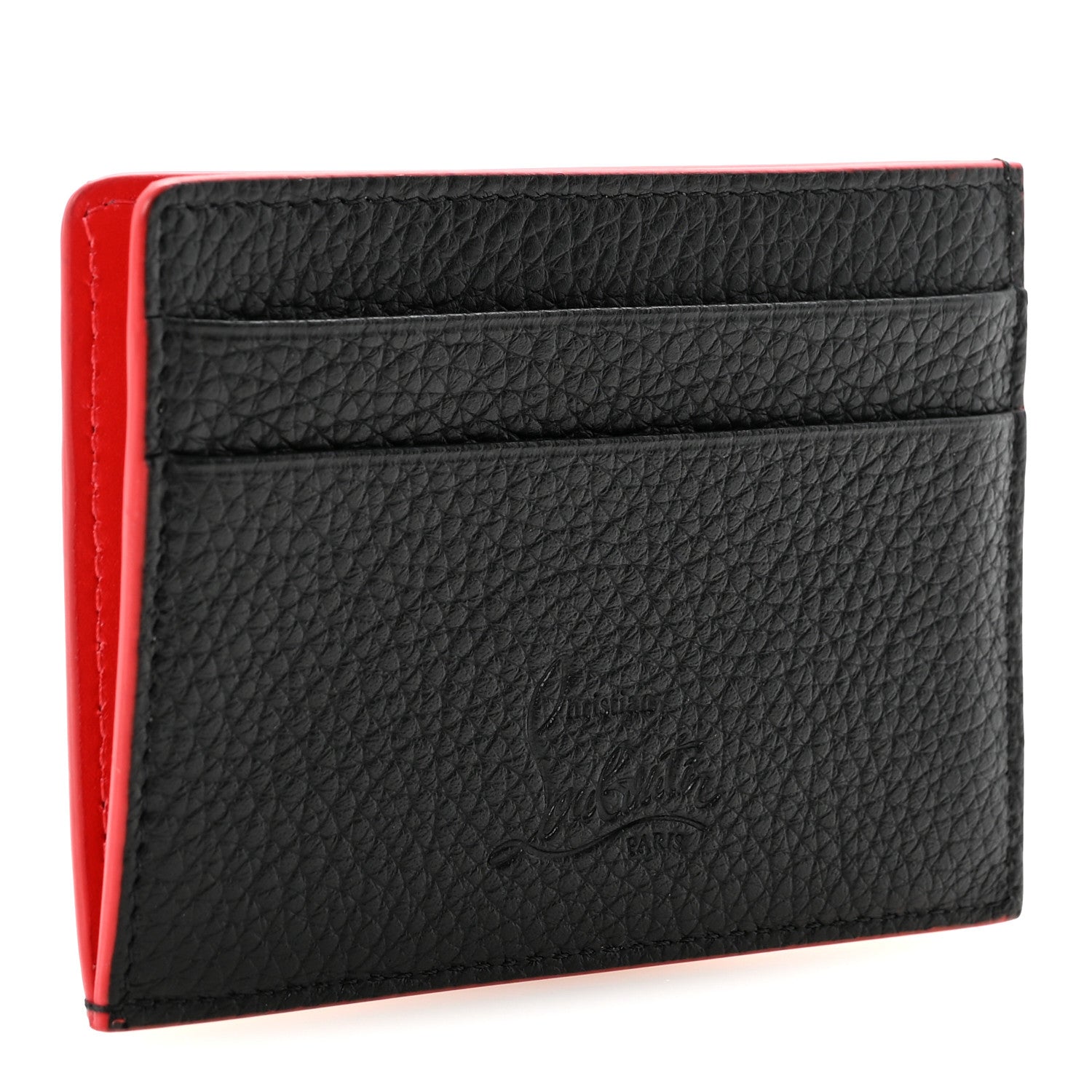 Christian Louboutin Calfskin Paris Spikes Kios Card Holder Black