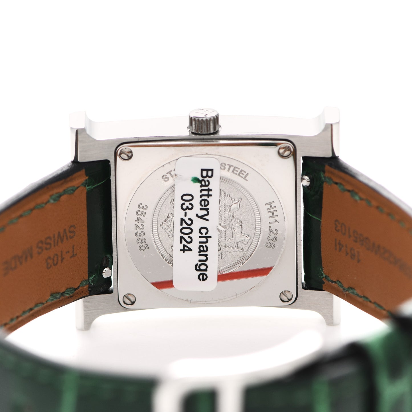 Stainless Steel Alligator Diamond Bezel Mother of Pearl 21mm Heure H Hour Quartz Watch Vert Moyen