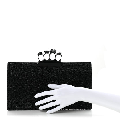 Alexander McQueen Crystal Jeweled Knuckle Flat Clutch Black 2 of 6