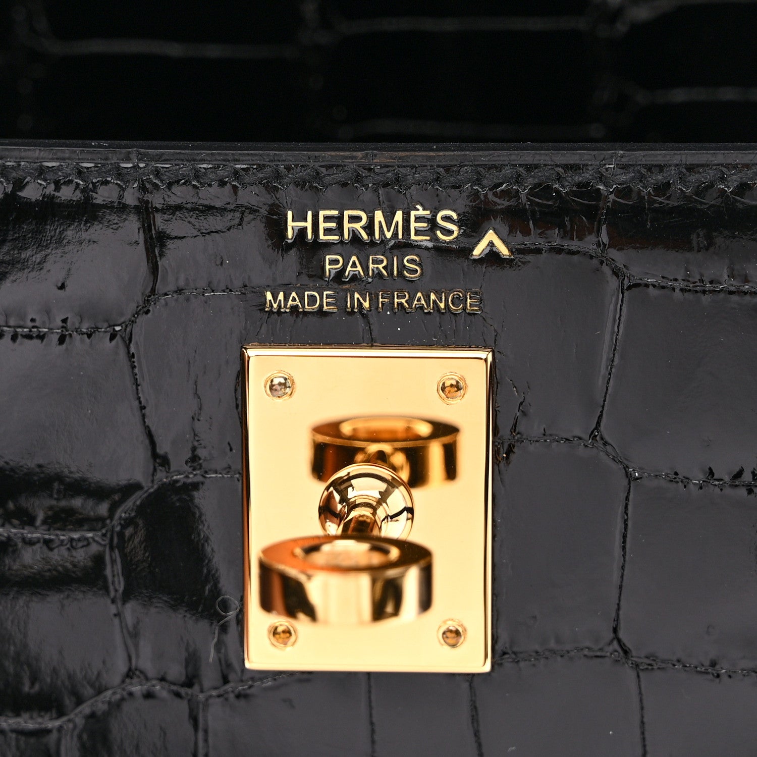 Hermes Shiny Porosus Crocodile Kelly Sellier 25 Black 6 of 11