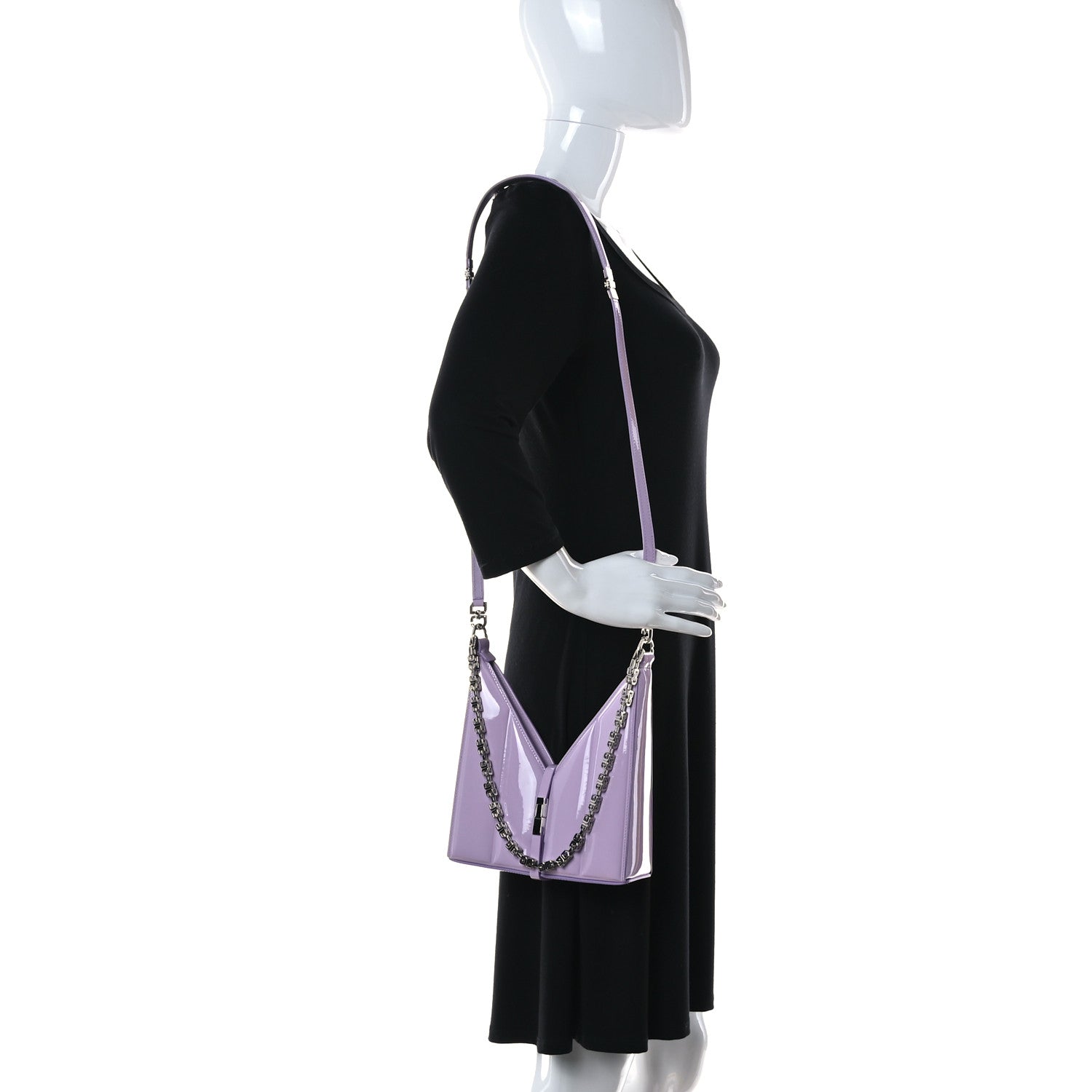 Givenchy Patent Padded Small Cut Out Shoulder Bag Lilac 2 of 10