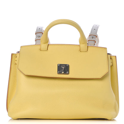MCM Pebbled Calfskin Medium Milla Backpack Custard Yellow 1 of 22
