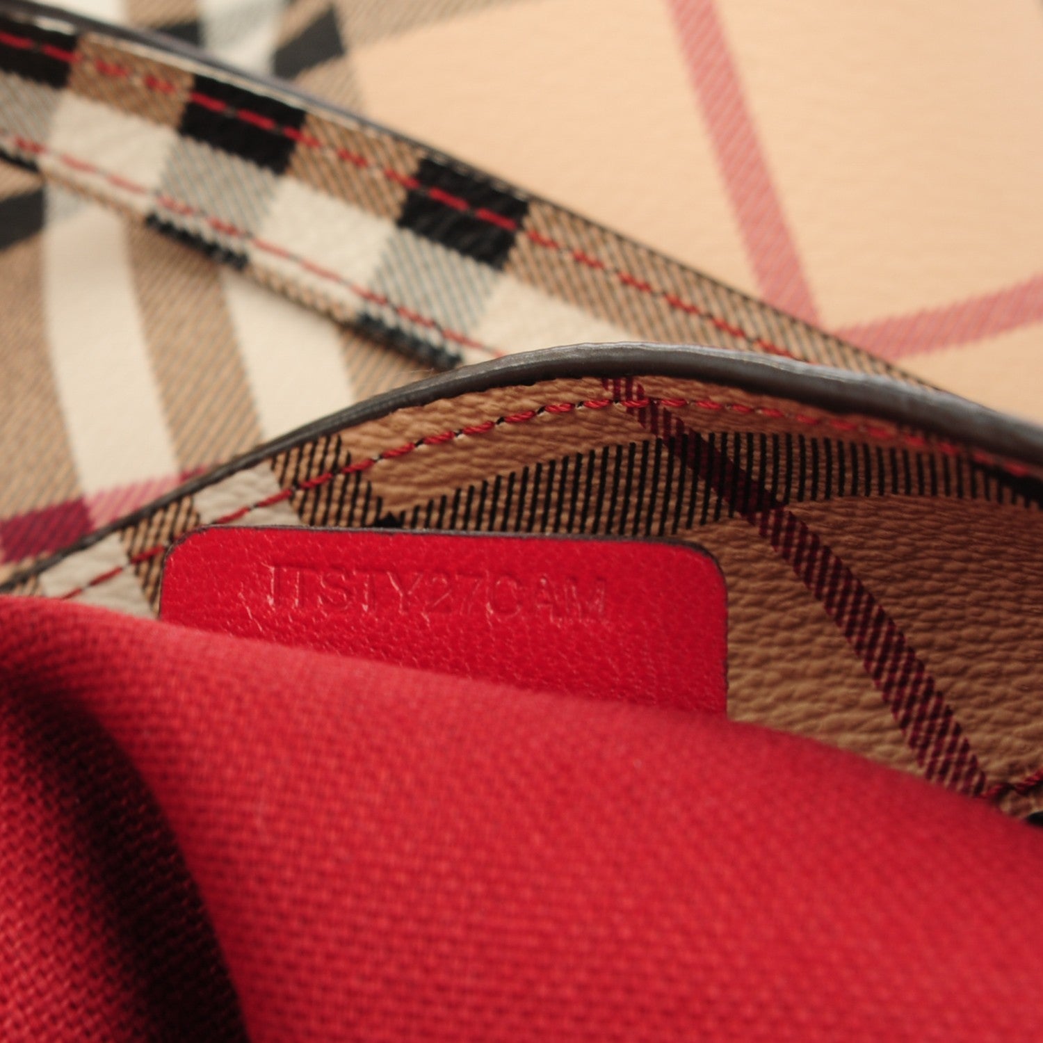 Burberry Haymarket Check Small Canterbury Tote Military Red 9 of 9