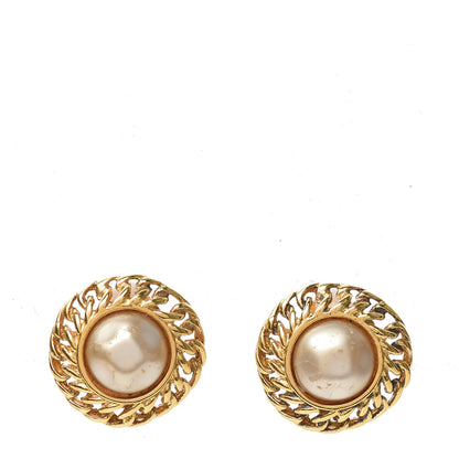 Chanel Pearl Clip On Earrings Gold 1 of 5