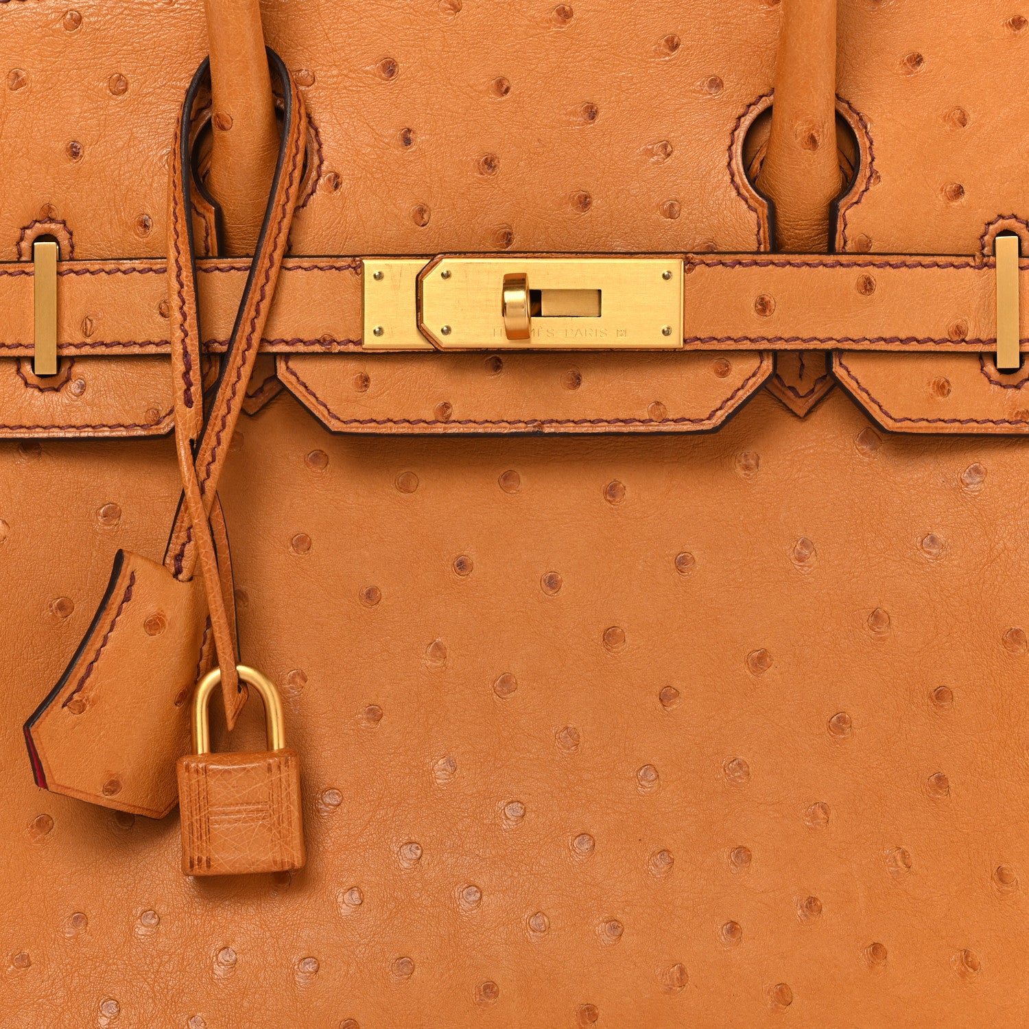 Hermes Ostrich Horseshoe Birkin 30 Cognac Rose Extreme 8 of 16