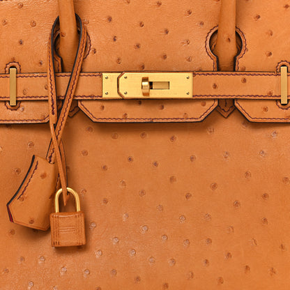Hermes Ostrich Horseshoe Birkin 30 Cognac Rose Extreme 8 of 16