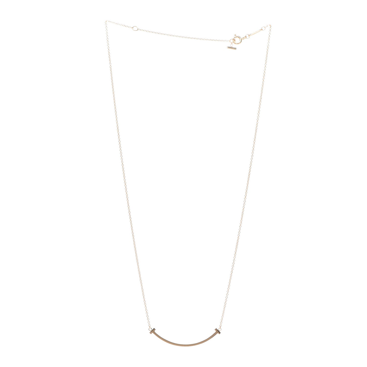 Tiffany 18K Rose Gold Small T Smile Pendant Necklace 3 of 5