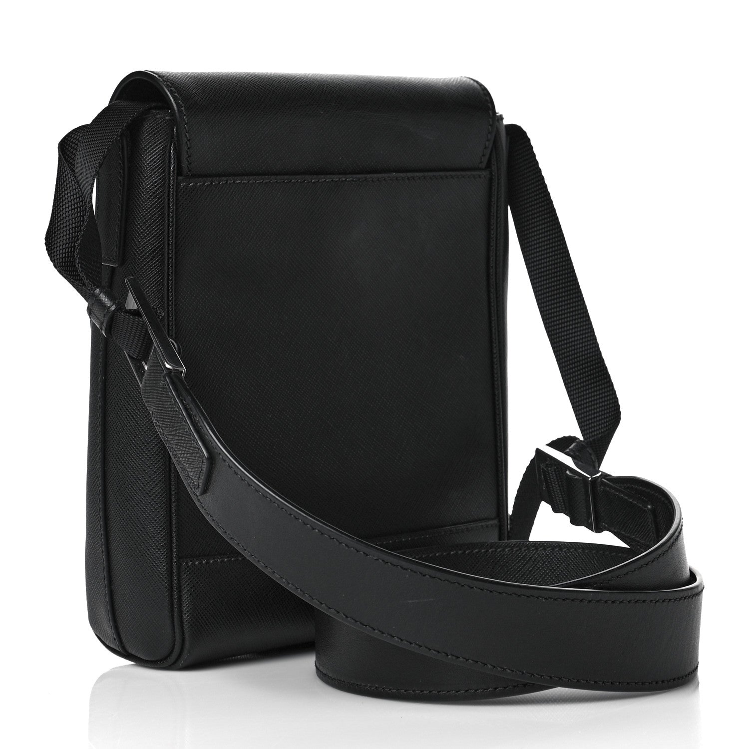 Prada Saffiano Messenger Satchel Black 2 of 9