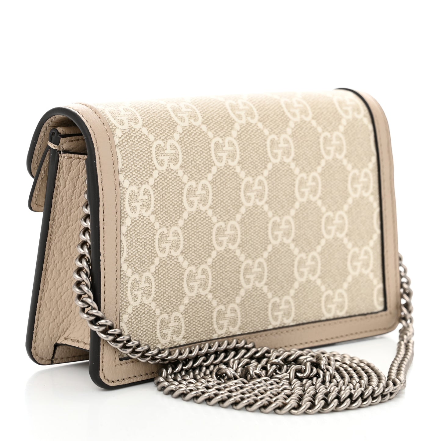GG Supreme Monogram Textured Dollar Calfskin Super Mini Dionysus Shoulder Bag Beige Mystic White Oatmeal