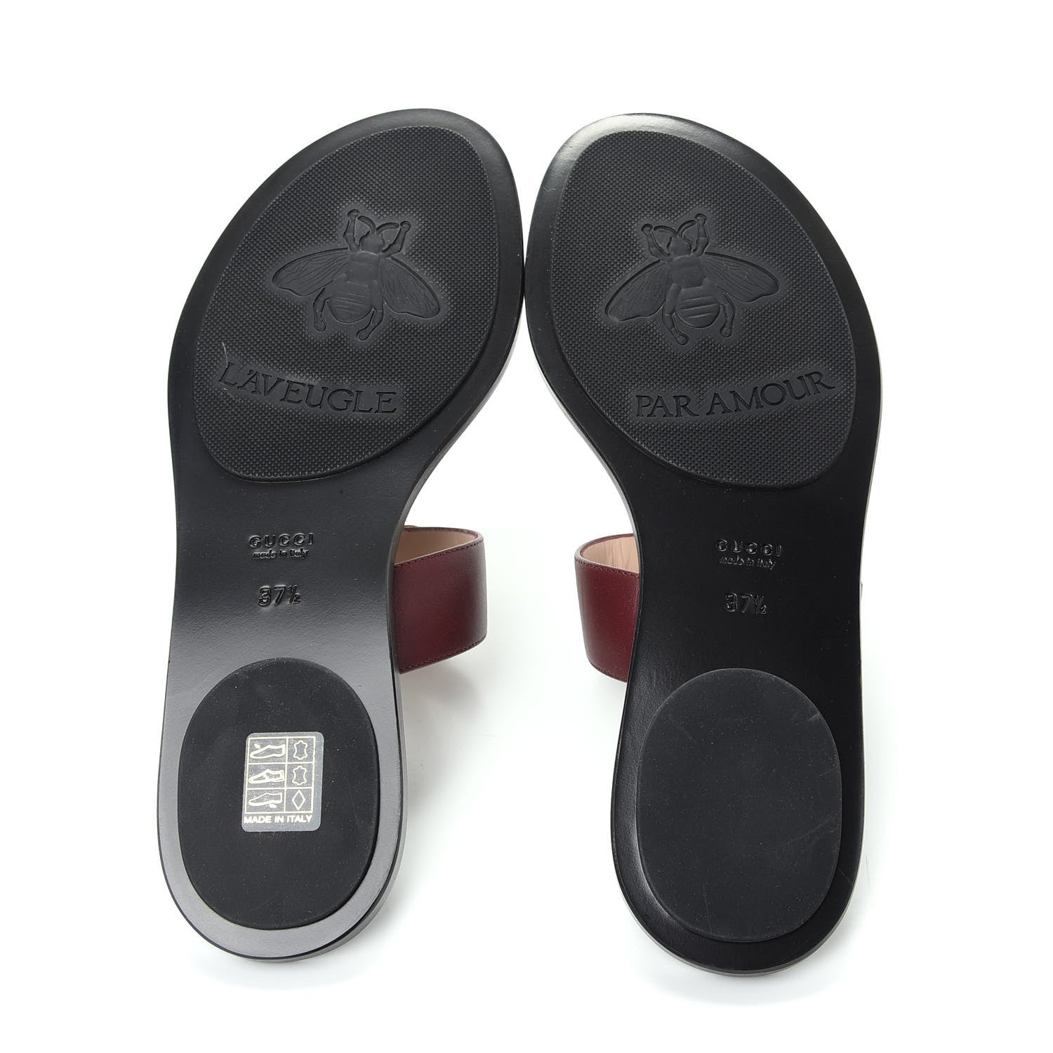 Gucci Calfskin GG Marmont Thong Sandals 37.5 Vintage Bordeaux 6 of 10