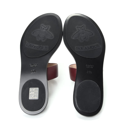 Gucci Calfskin GG Marmont Thong Sandals 37.5 Vintage Bordeaux 6 of 10