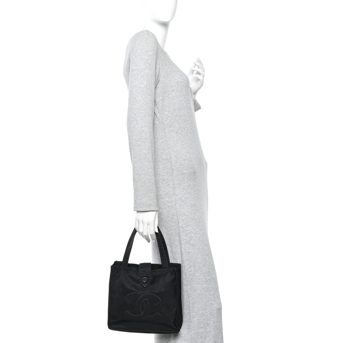 Nylon Button CC Tote Black