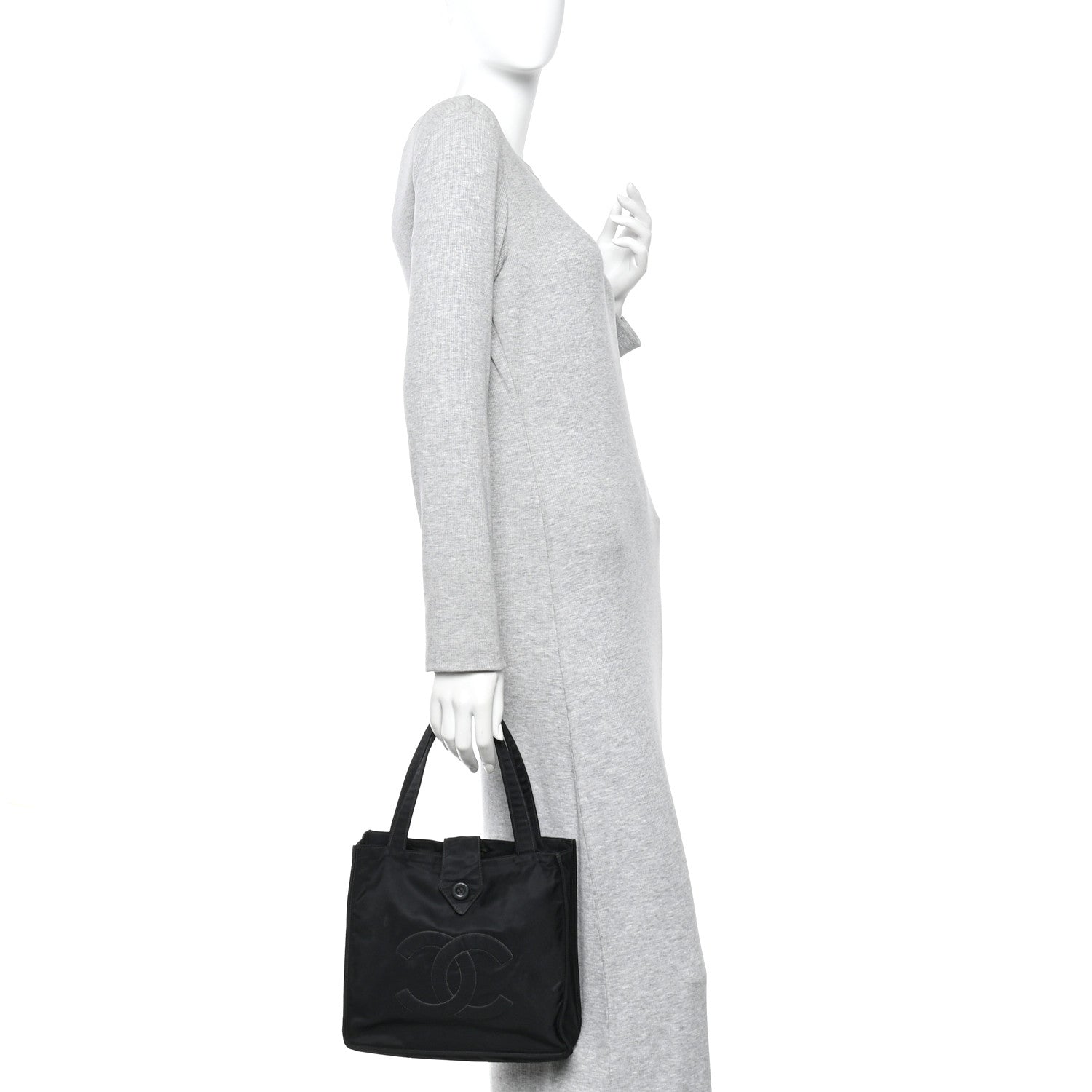 Chanel Nylon Button CC Tote Black 2 of 15