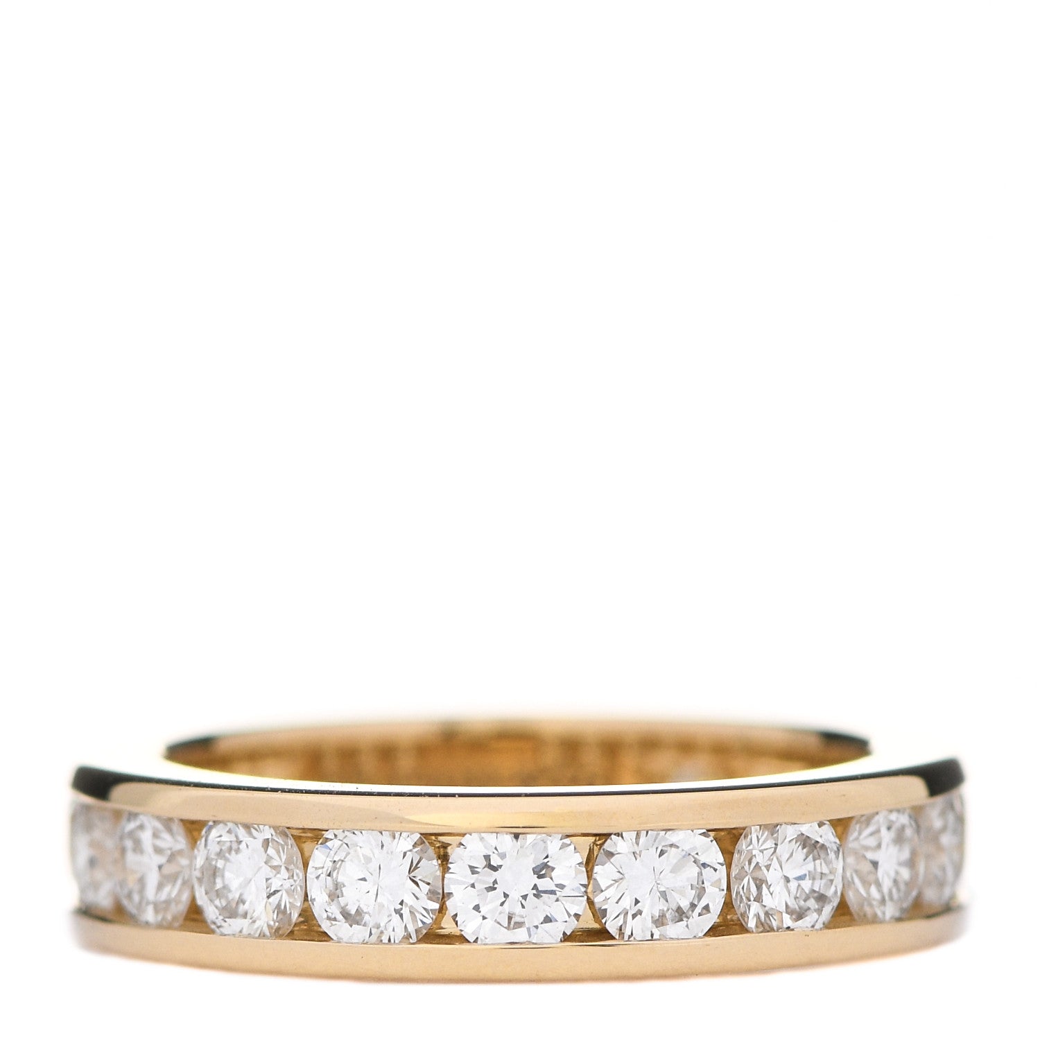 Tiffany 18K Yellow Gold Diamond 4mm Channel Set Band Ring 47 4.25 1 of 5