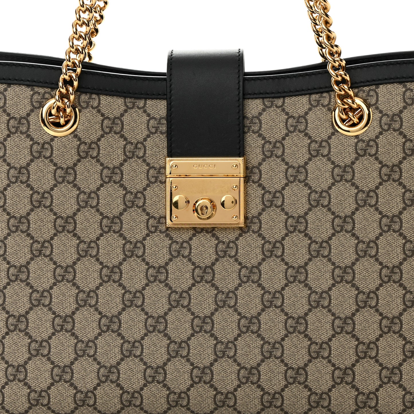 GG Supreme Monogram Medium Padlock Tote Black