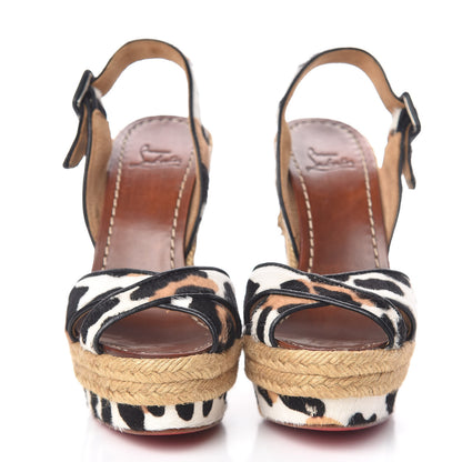 Christian Louboutin Pony Hair Tigresse 140 Espadrille Wedges 35 2 of 9