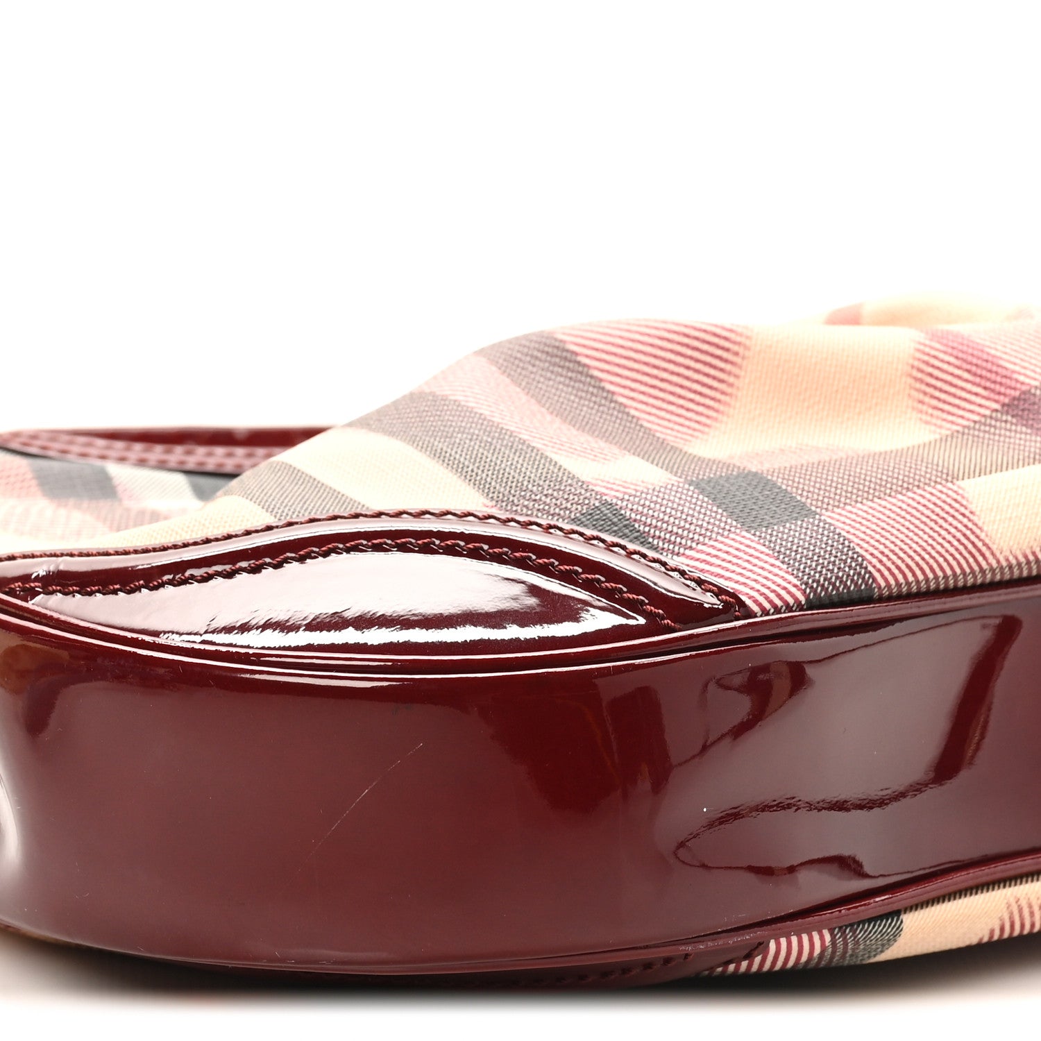 Burberry Patent Nova Check Heart Hobo Berry Red 8 of 9