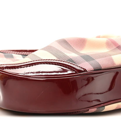 Burberry Patent Nova Check Heart Hobo Berry Red 8 of 9