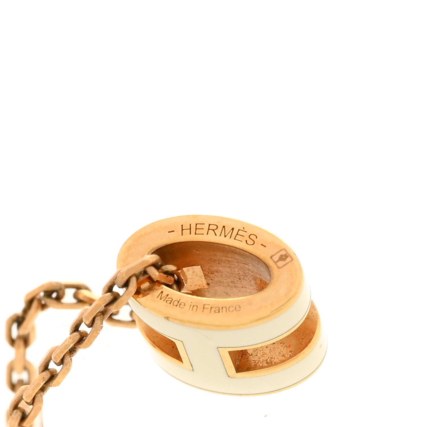 Hermes Lacquered Gold Mini Pop H Pendant Necklace White 1881837