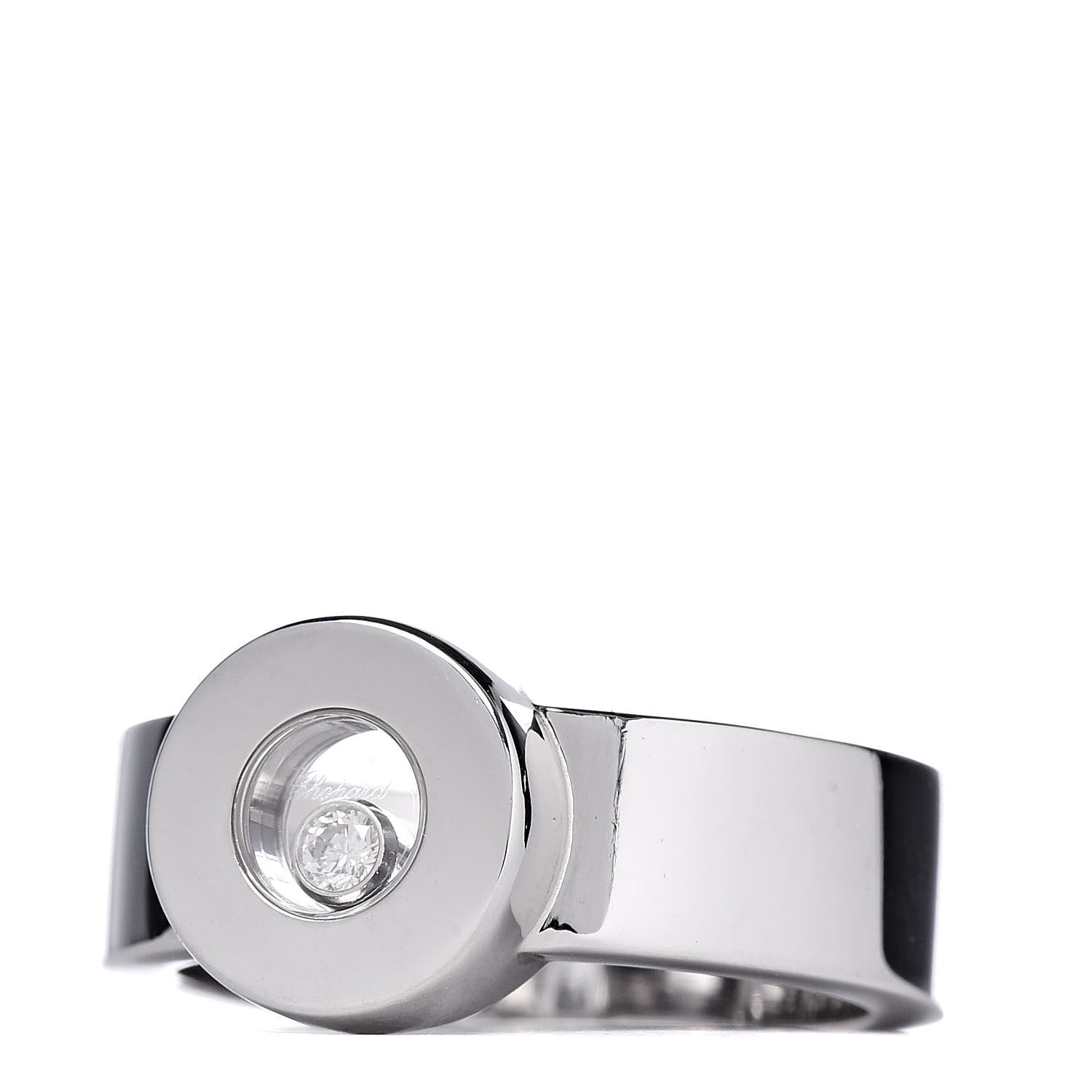 Chopard 18K White Gold Diamond Happy Diamond Circle Ring 52 6 3 of 5