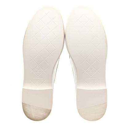 Chanel Shiny Lambskin Quilted CC Turnlock Loafers 37 White 5 of 11