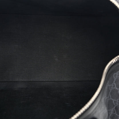 Gucci Soft GG Supreme Monogram Appia Calfskin Web Large Carry On Duffle Bag Black Grey 7 of 10