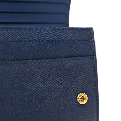 Prada Saffiano Metal Bar Continental Flap Wallet Bluette 11 of 14