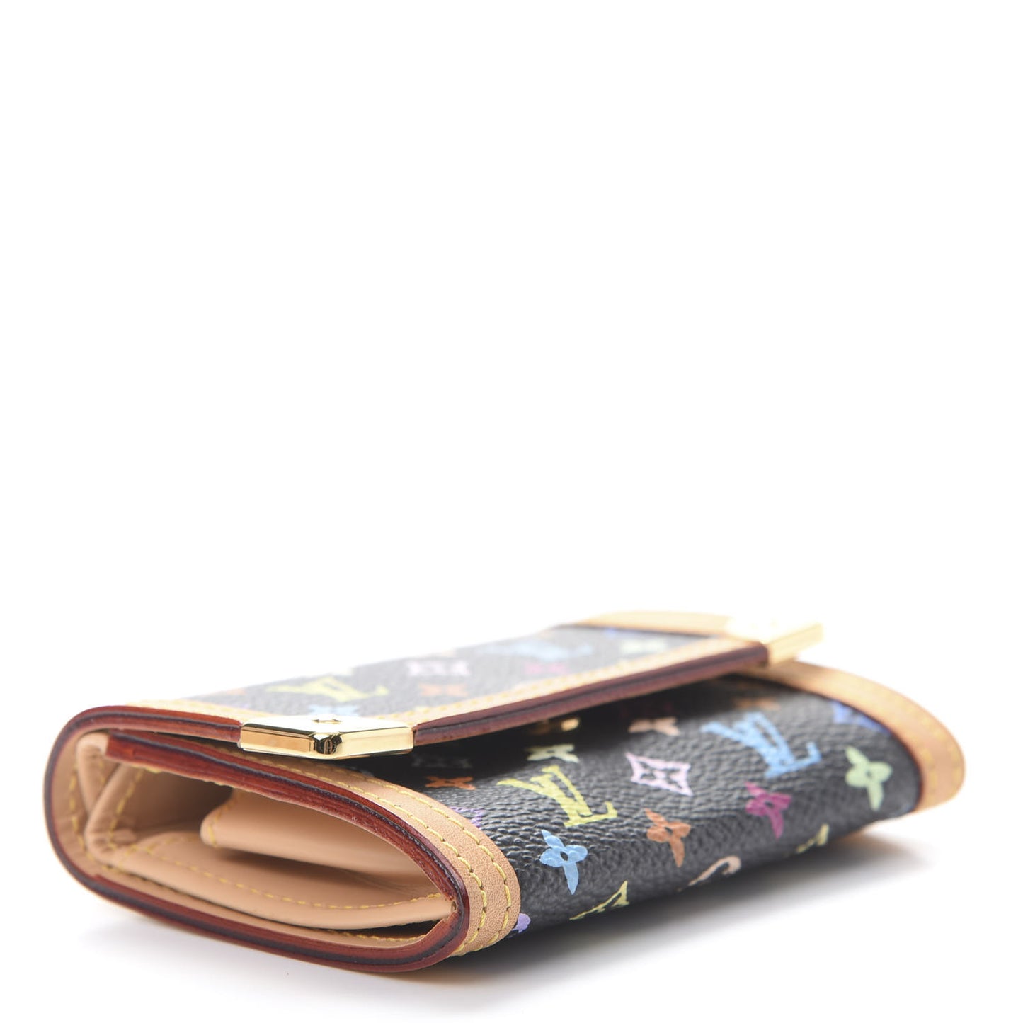 Monogram Multicolor Porte-Monnaie Plat Coin Purse Black