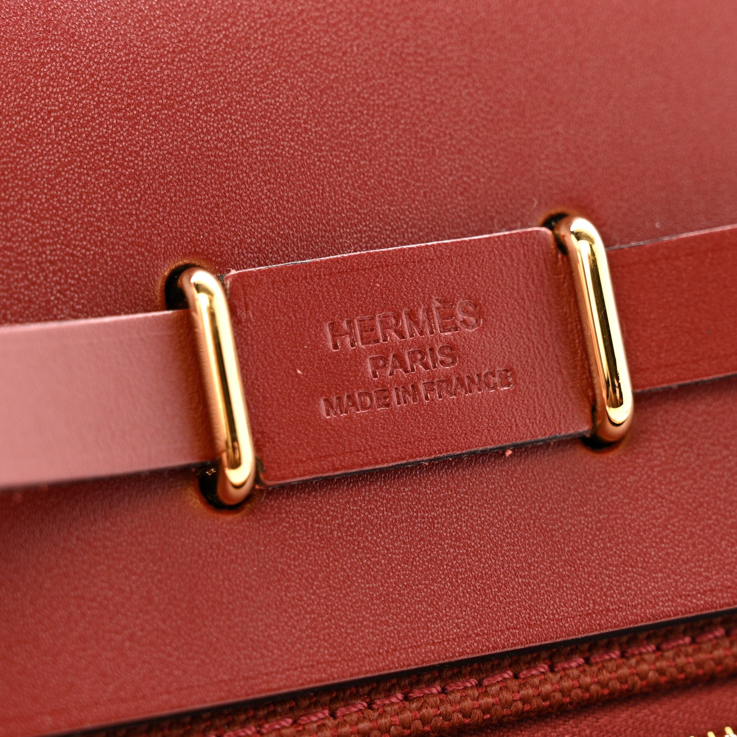 Hermes Military Toile Vache Hunter Herbag Zip Retourne 20 Rouge H 6 of 12