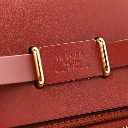 Hermes Military Toile Vache Hunter Herbag Zip Retourne 20 Rouge H 6 of 12