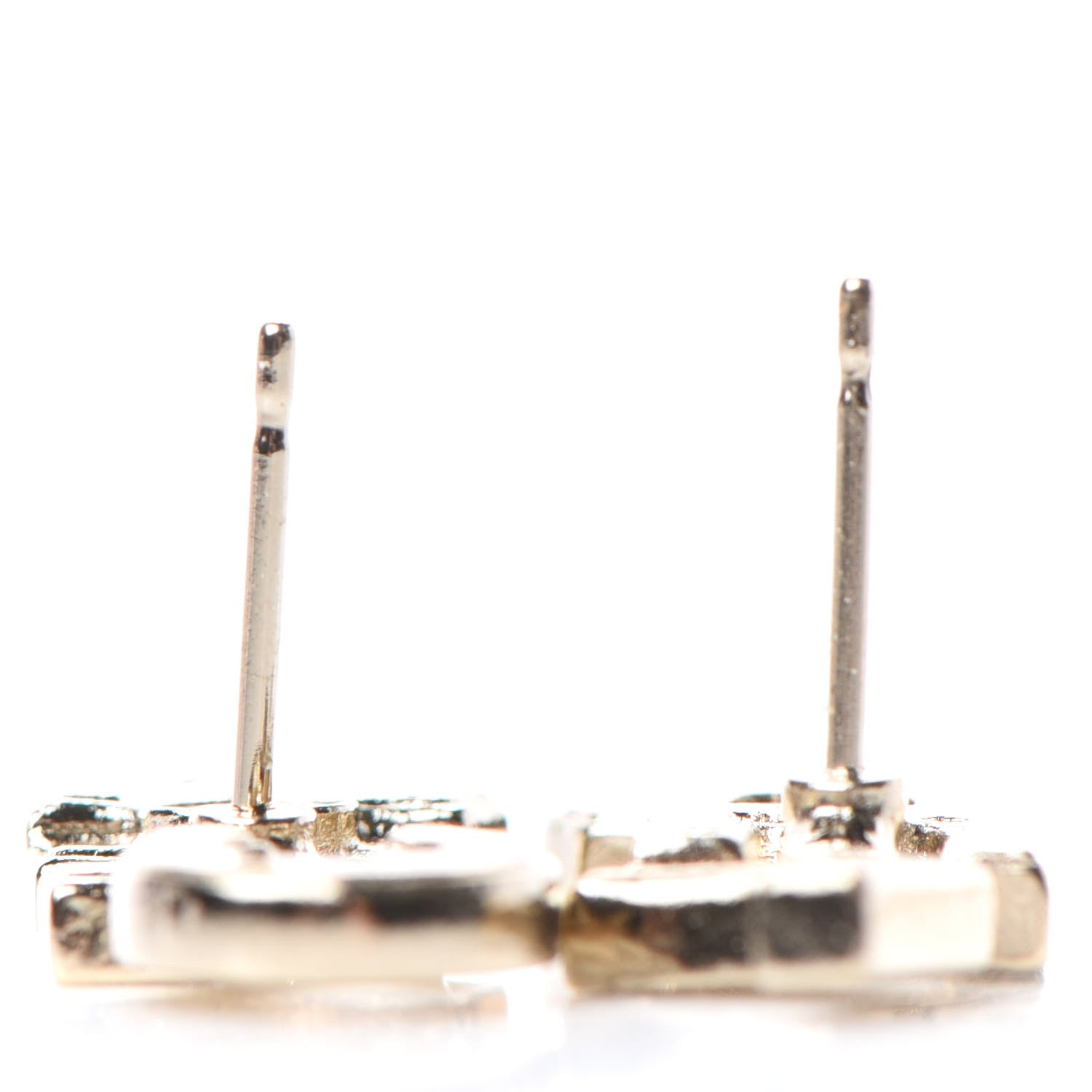 Chanel Crystal Pearl Signature Stud Earrings Gold 3 of 4