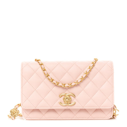 Chanel Caviar Quilted Camellia Wallet On Chain WOC Light Pink 1 of 12