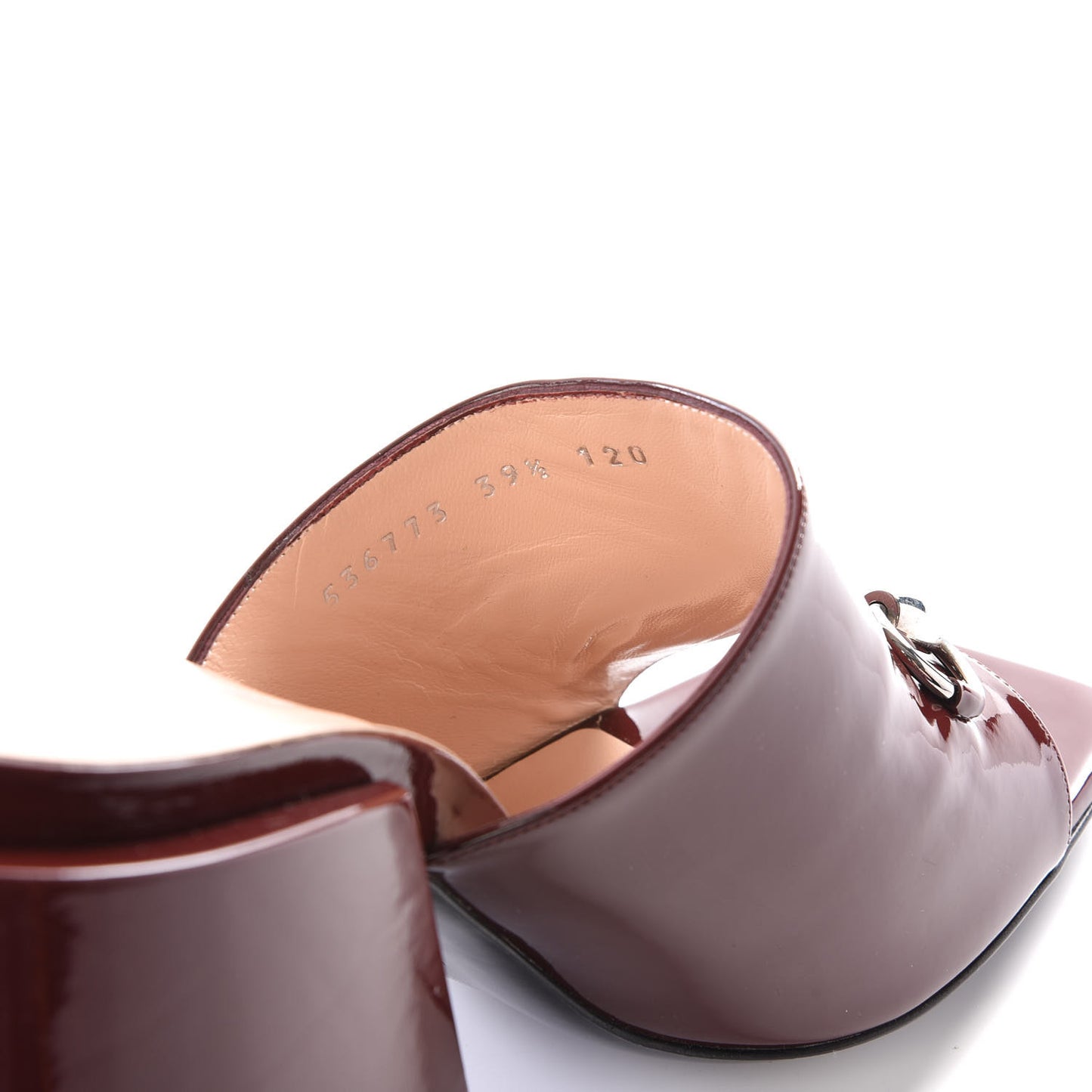 Patent Lexi Horsebit High-Heel Slide Sandals 39.5 Bordeaux