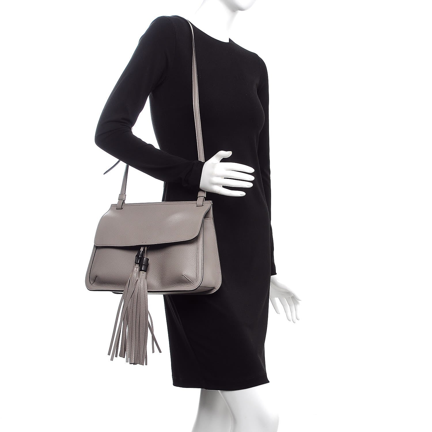 Gucci Cellarius Calfskin Medium Bamboo Daily Flap Shoulder Bag Storm Grey 2 of 6