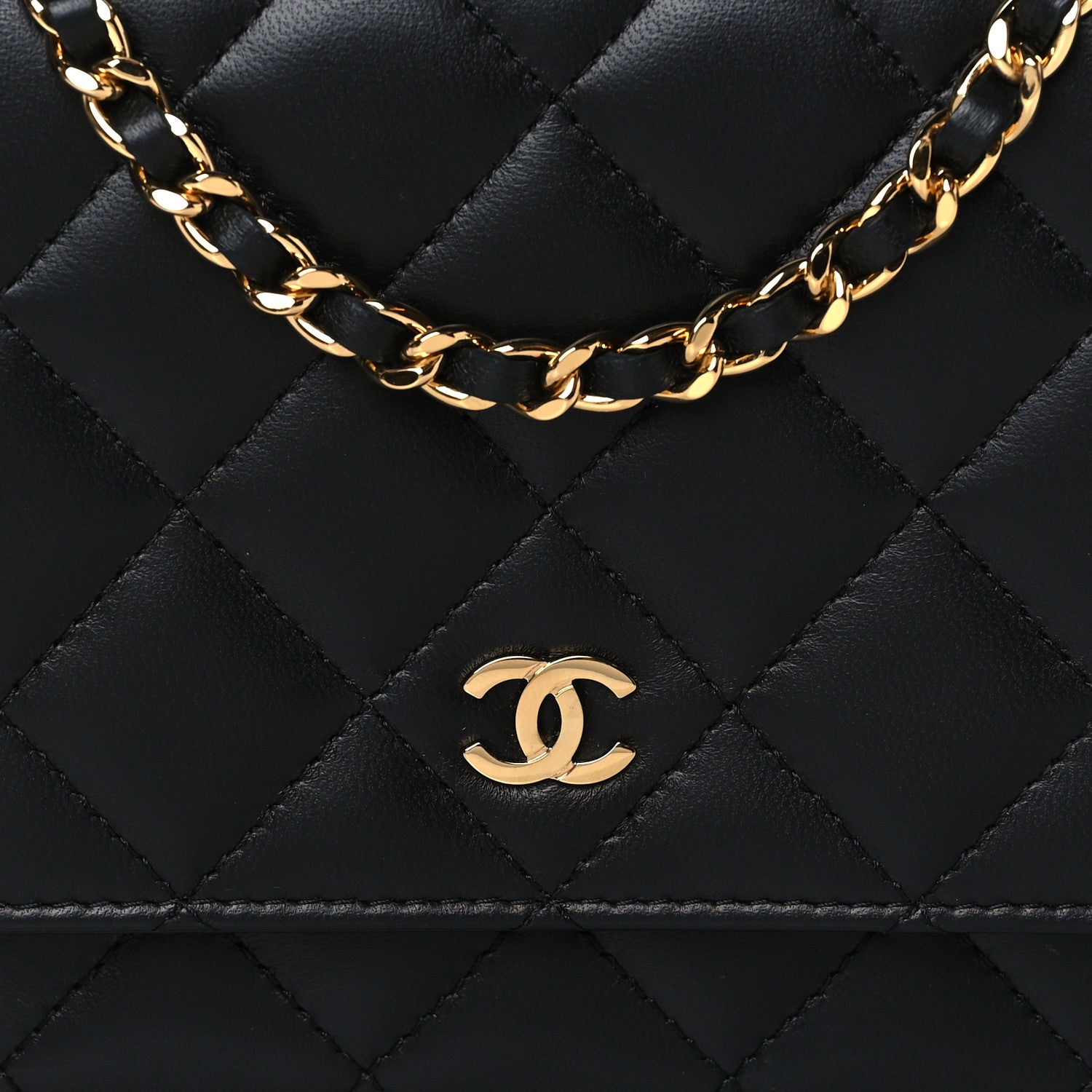 Chanel Lambskin Quilted Wallet On Chain WOC Black 8 of 11