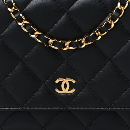 Chanel Lambskin Quilted Wallet On Chain WOC Black 8 of 11