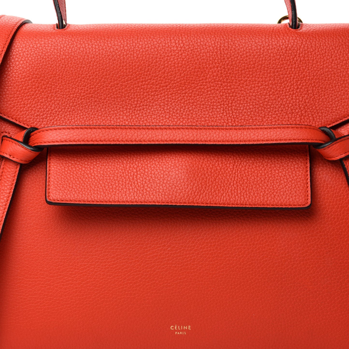 Grained Calfskin Mini Belt Bag Coral Orange