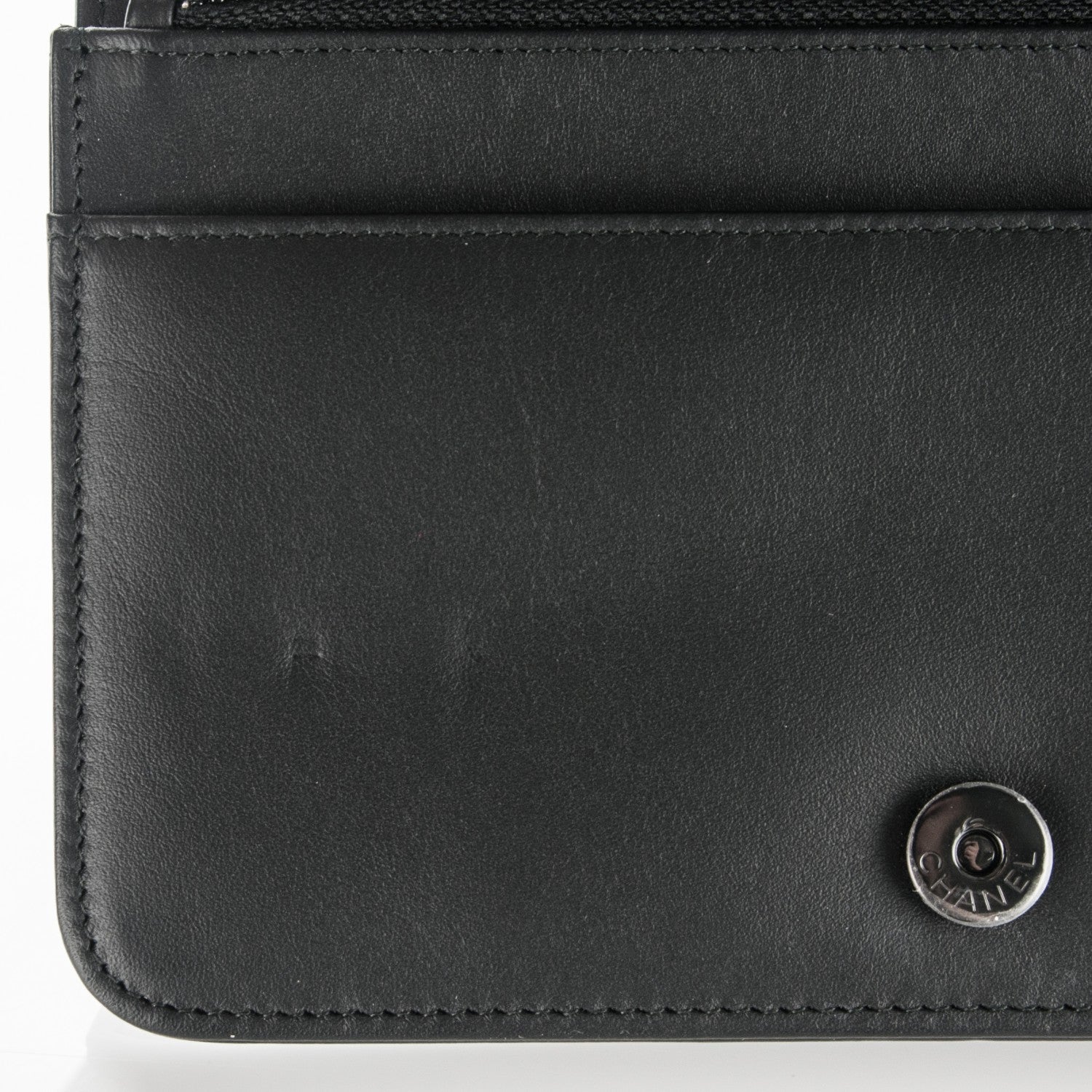 Chanel Calfskin Painted Chevron Embossed Boy Wallet On Chain WOC Black 9 of 9