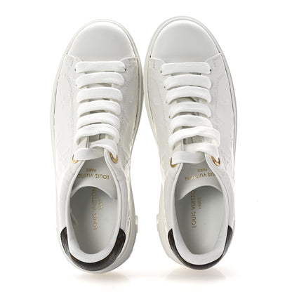Louis Vuitton Lambskin Embossed Monogram Time Out Sneakers 38 White 2 of 10