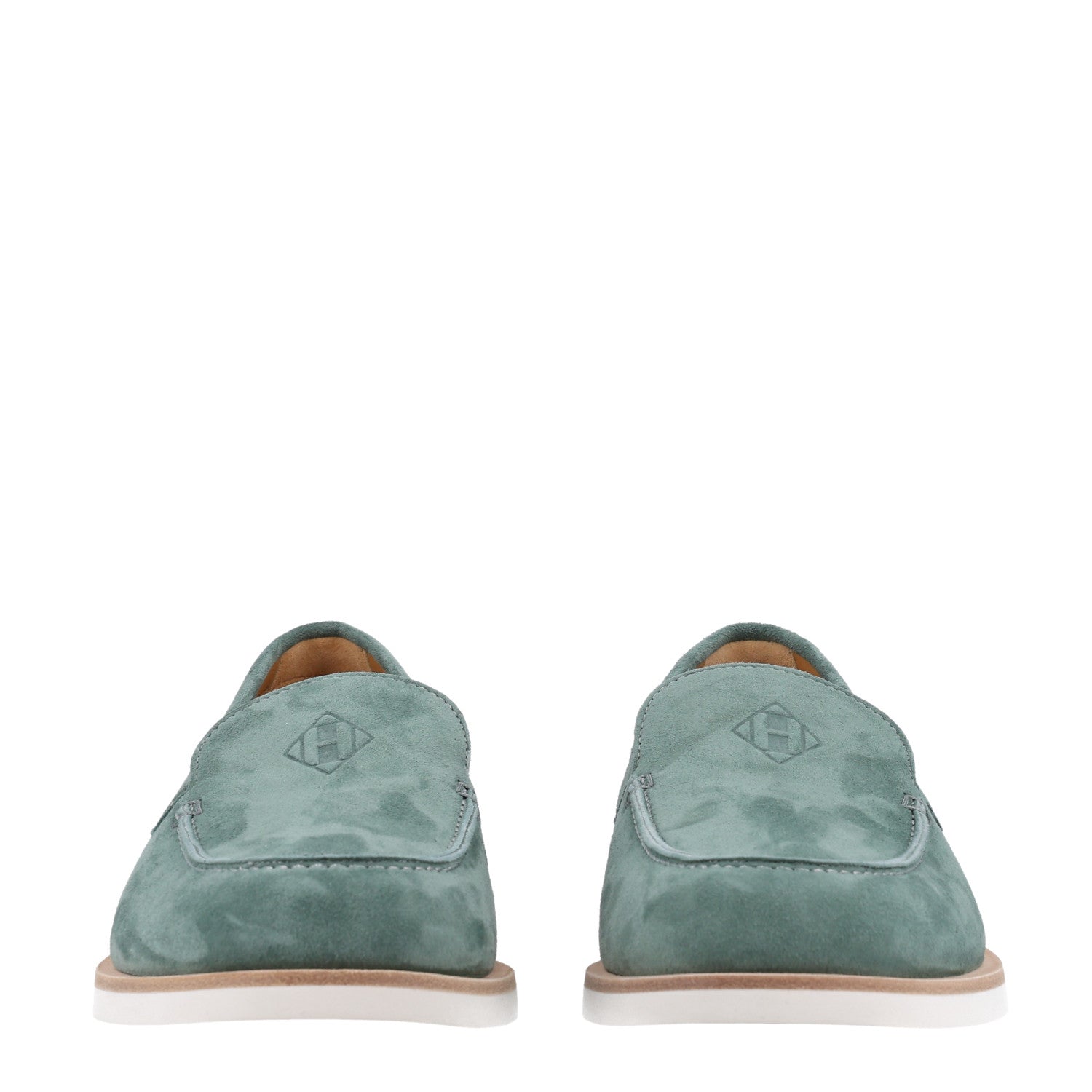 Hermes Suede Calfskin Womens Low Loafers 38 Vert Cedre 5 of 11