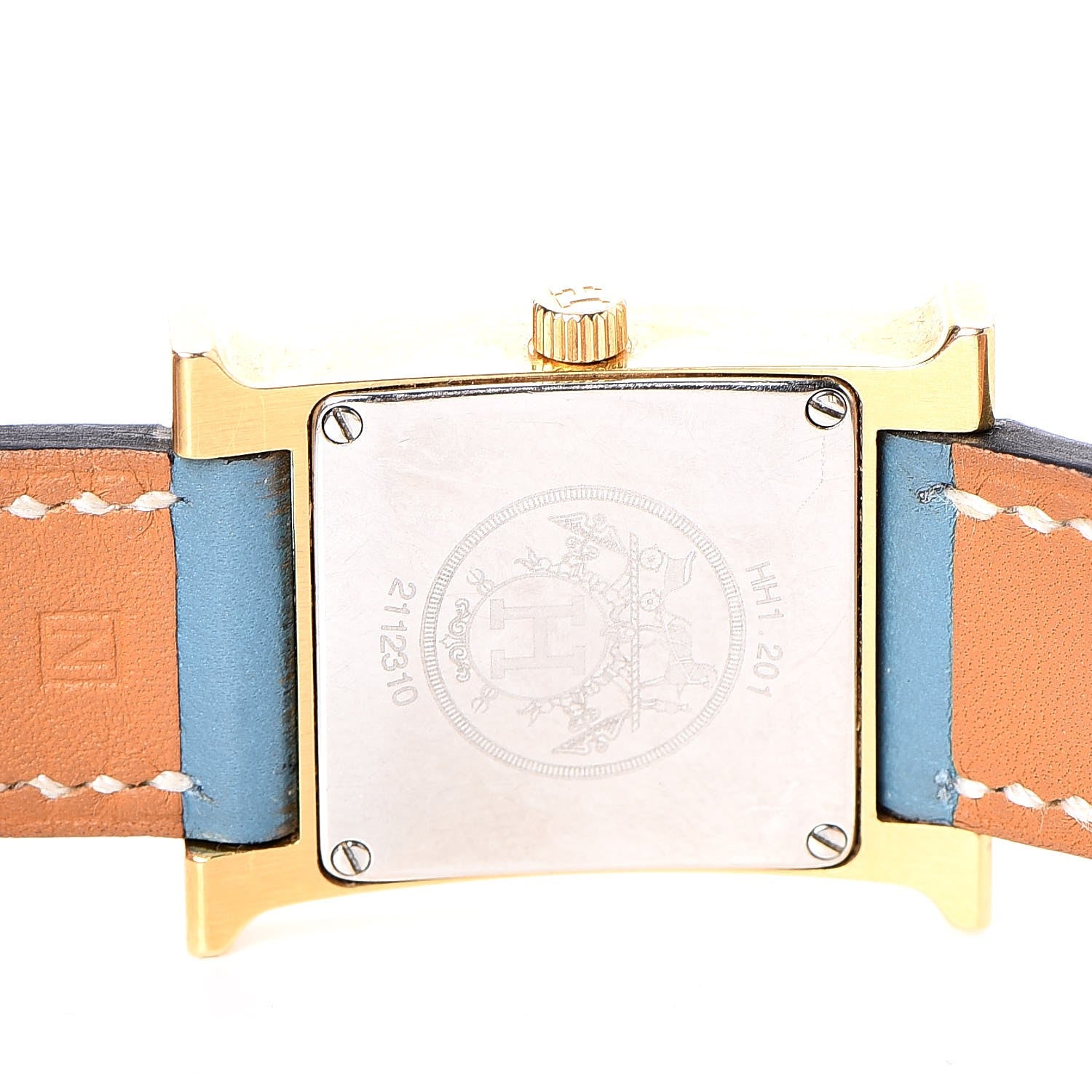 Hermes Stainless Steel Swift 21mm Heure H Hour Double Tour Quartz Watch Blue Jean 8 of 12