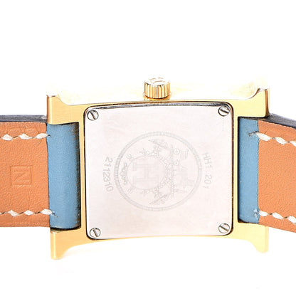 Hermes Stainless Steel Swift 21mm Heure H Hour Double Tour Quartz Watch Blue Jean 8 of 12