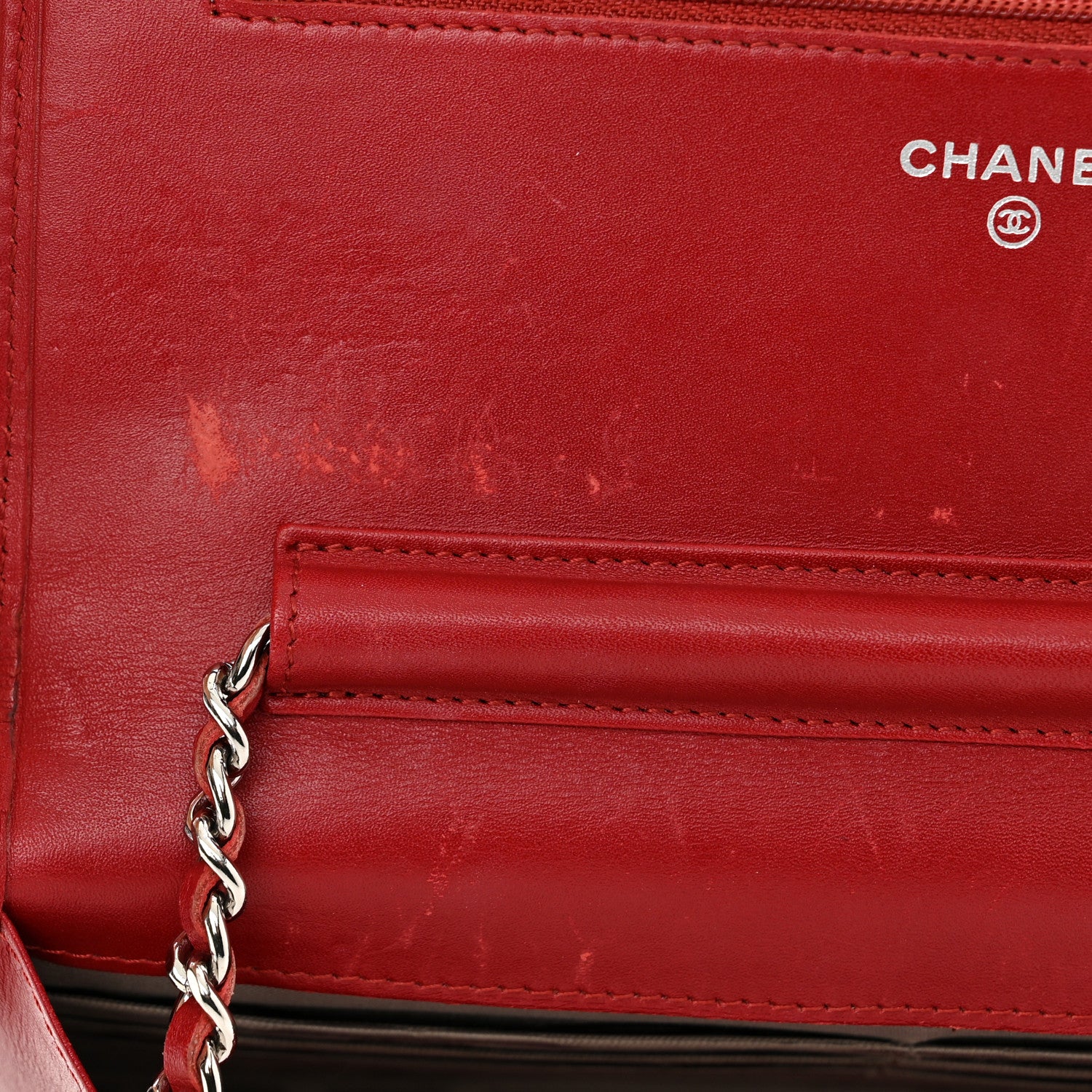 Chanel Calfskin Quilted Cambon Wallet On Chain WOC Red 13 of 13