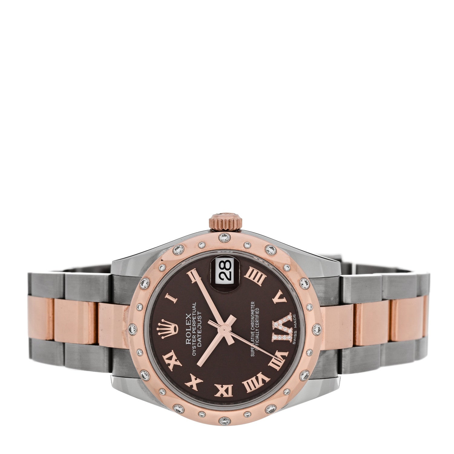 Rolex Stainless Steel 18K Everose Gold Diamond 31mm Oyster Perpetual Datejust Watch Chocolate Roman 178341 2 of 4