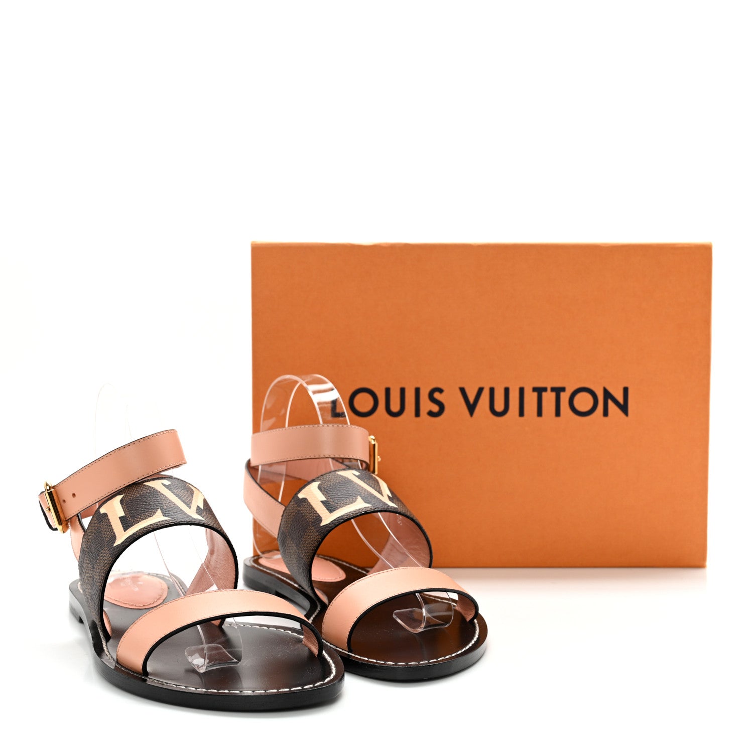 Louis Vuitton Calfskin Damier Ebene Passenger Flat Sandals 37.5 Venus Pink 11 of 11