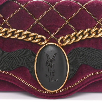 Saint Laurent Velvet Luxembourg Clutch Burgundy 8 of 11
