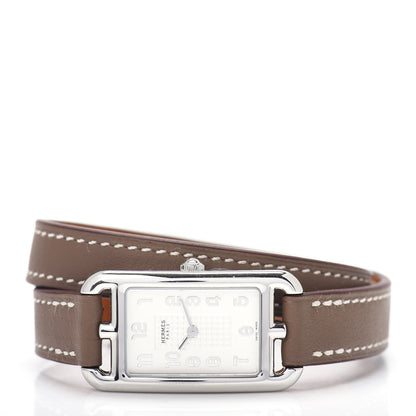 Hermes Stainless Steel Swift 20mm Nantucket Double Tour Quartz Watch Etoupe 2 of 5