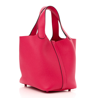 Hermes Taurillon Clemence Monochrome Picotin Lock 18 PM Rose Mexico 3 of 11